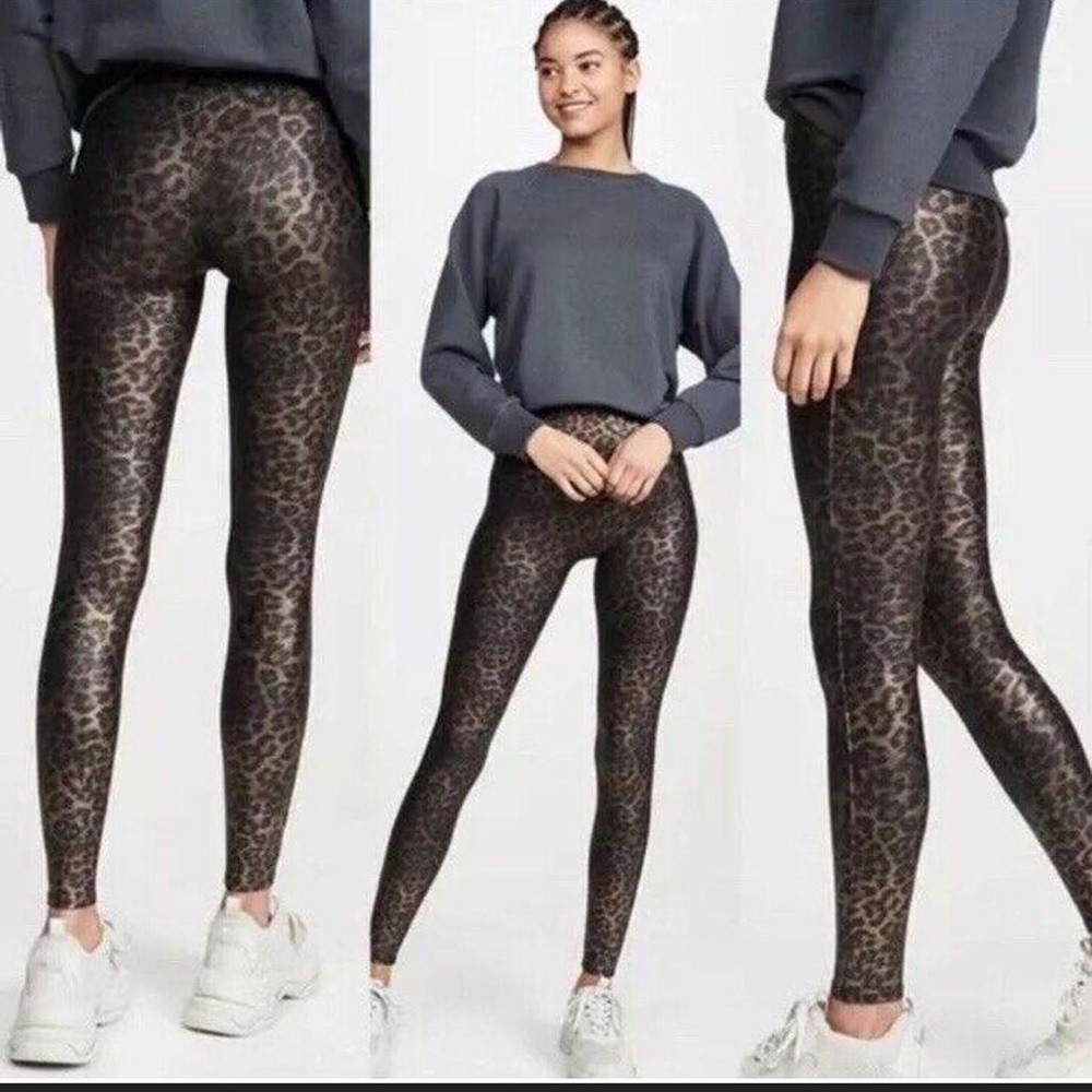 SPANX FAUX LEATHER LEOPARD LEGGINGS